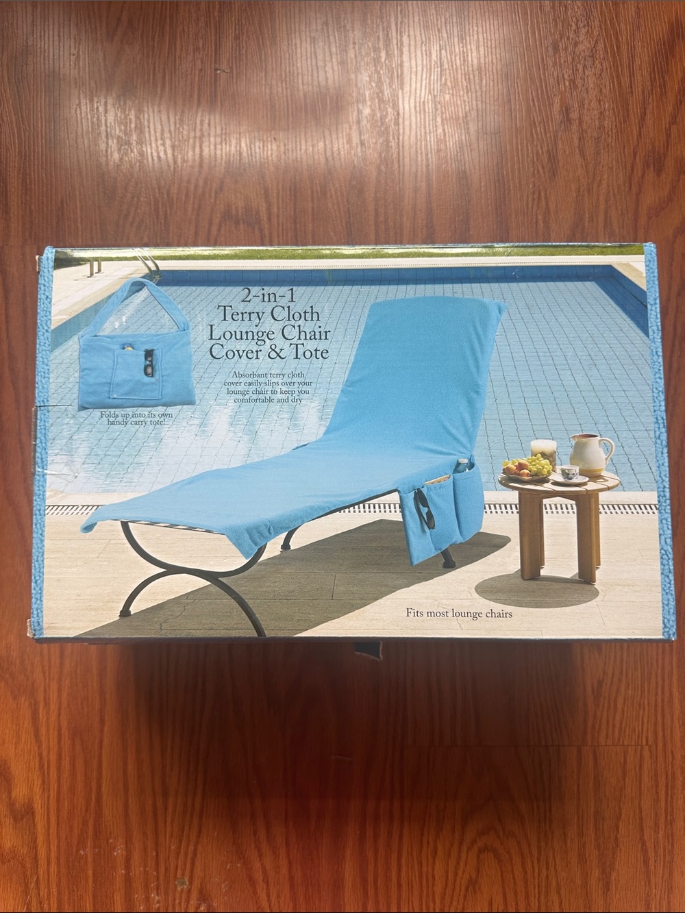 2-in-1 Terry Cloth Lounge Chair Cover & Tote - Light Blue